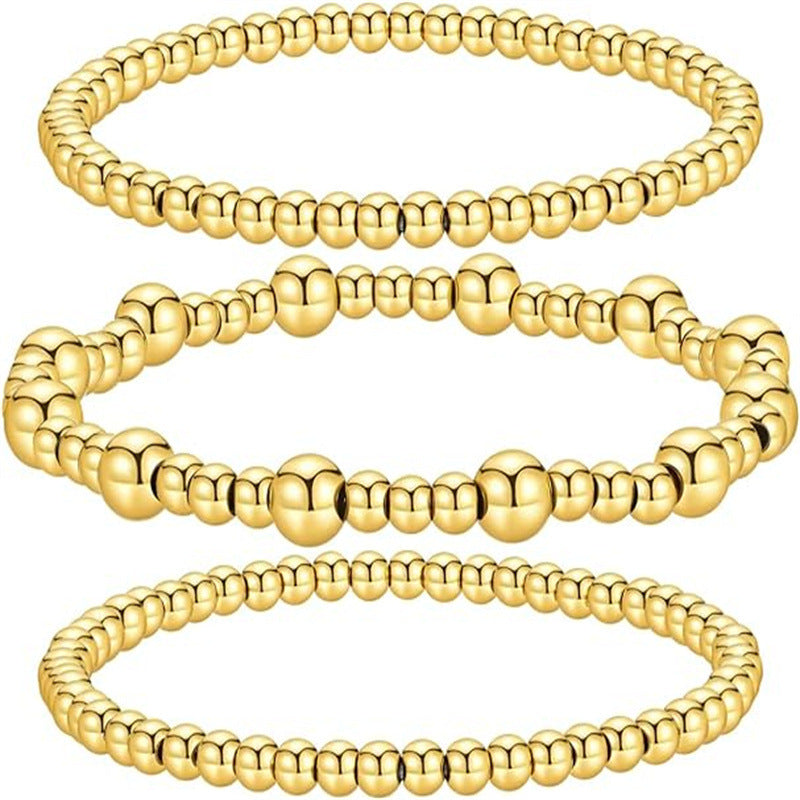 4mm 6mm Round Acrylic Beaded Stretch Bracelet Set for Women Unisex