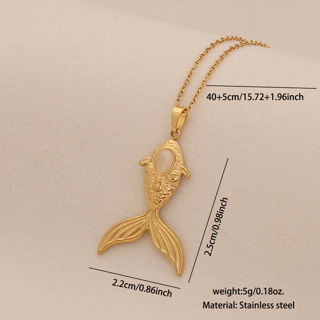 Personalized Stainless Steel Ocean Animal Pendant Necklace with Cat's Eye Stone