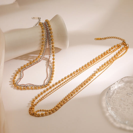 Collar Minimalista Geométrico de Acero Inoxidable para Mujer con Baño de Oro, Cadena de Clavícula en Capas de Forma Irregular