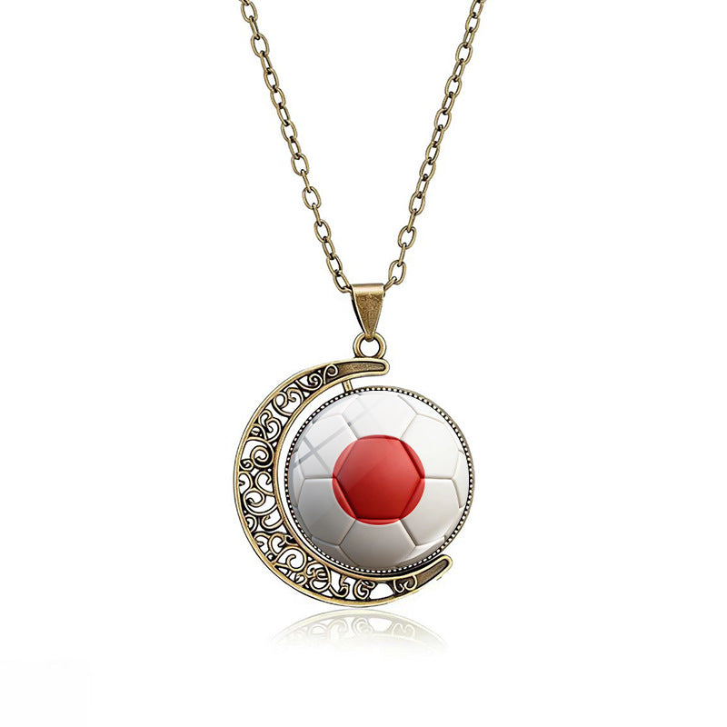 Collana Pendente Luna Placcata in Lega Casual con Ciondolo Rotante Geometrico in Cristallo, Catena a Cavo Unisex