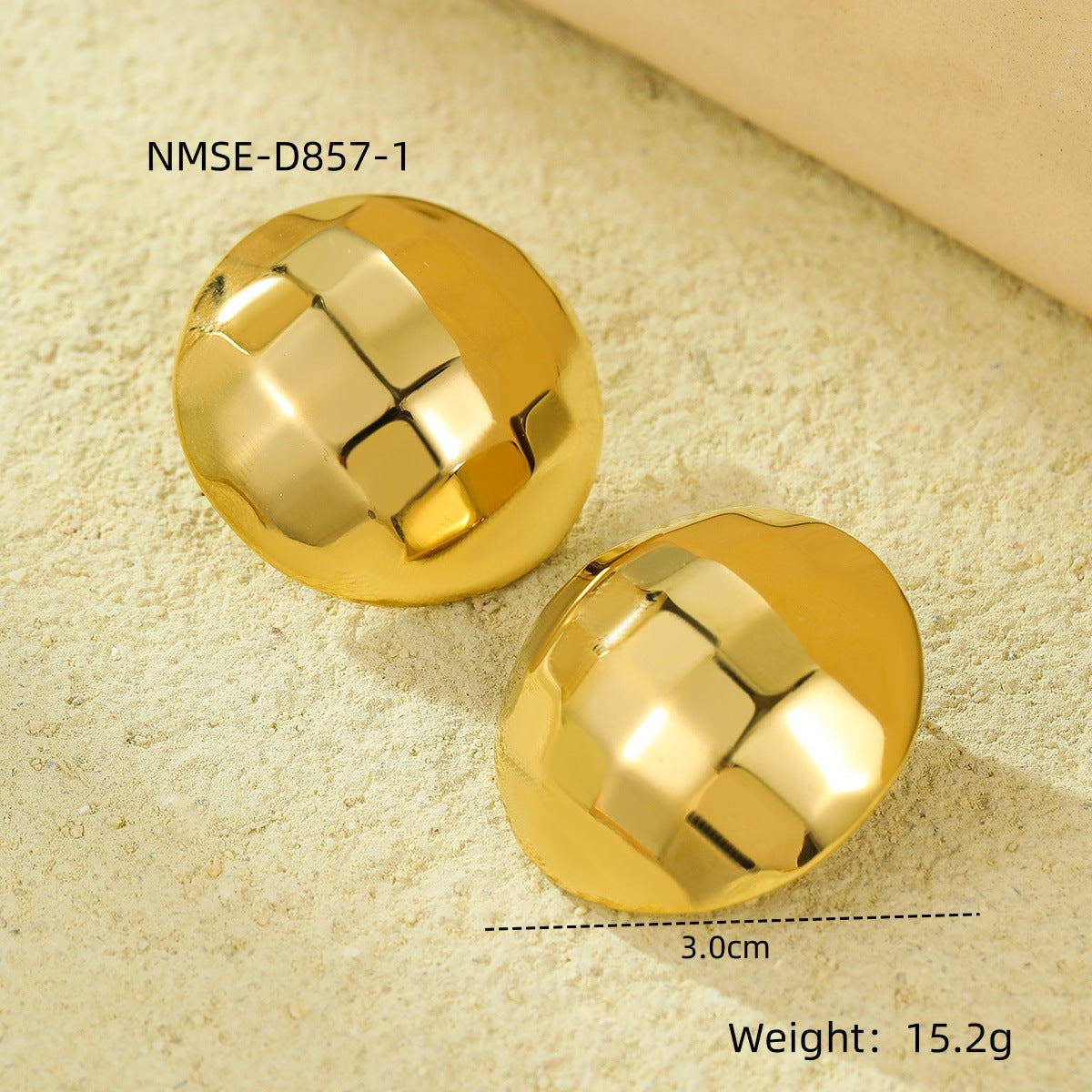 Pendientes de botón redondos geométricos pulidos de acero inoxidable minimalistas para mujer