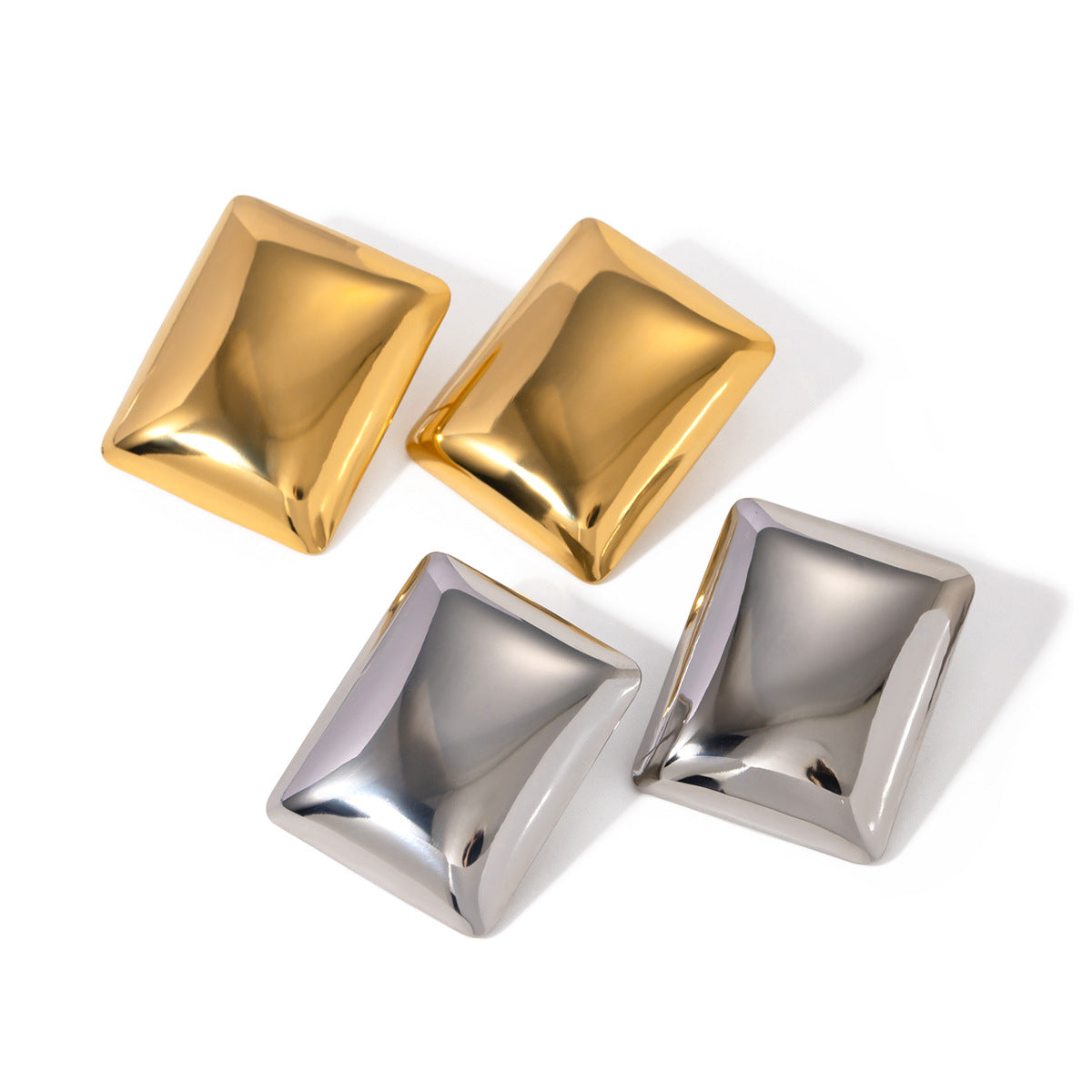 Minimalist 18K Gold Plated Rectangle Geometric Stainless Steel Earrings