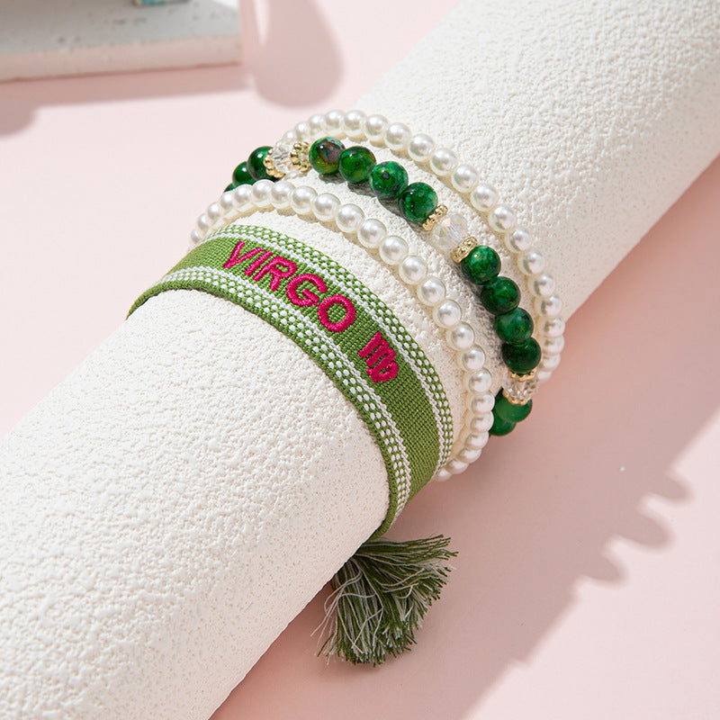 Bohemian Children's Woven Bracelet with Star Charm and White Crystal Accent for Girls Aged 6 to 10 Years
