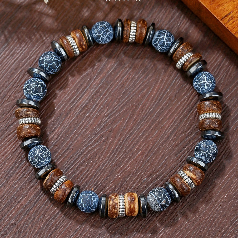 Natural Gemstone Geometric Round Beaded Bracelet Unisex