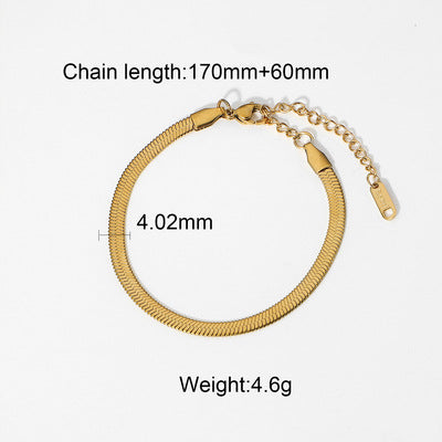 Vintage Geometric Plated Stainless Steel Cuban Link Chain Bracelet for Women