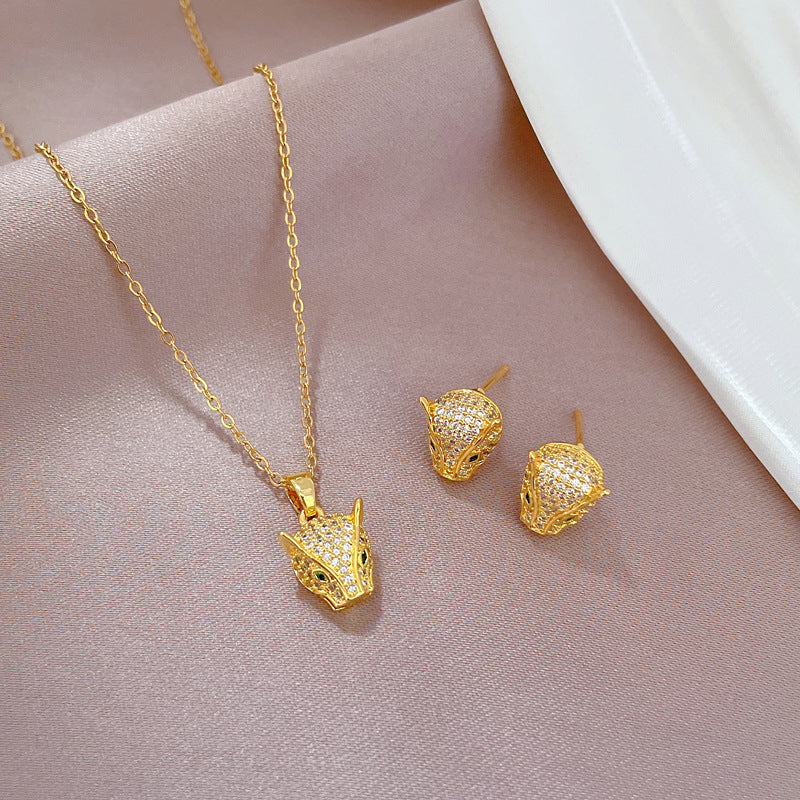 Luxury Sweet Geometric Titanium Steel Necklace and Earrings Set