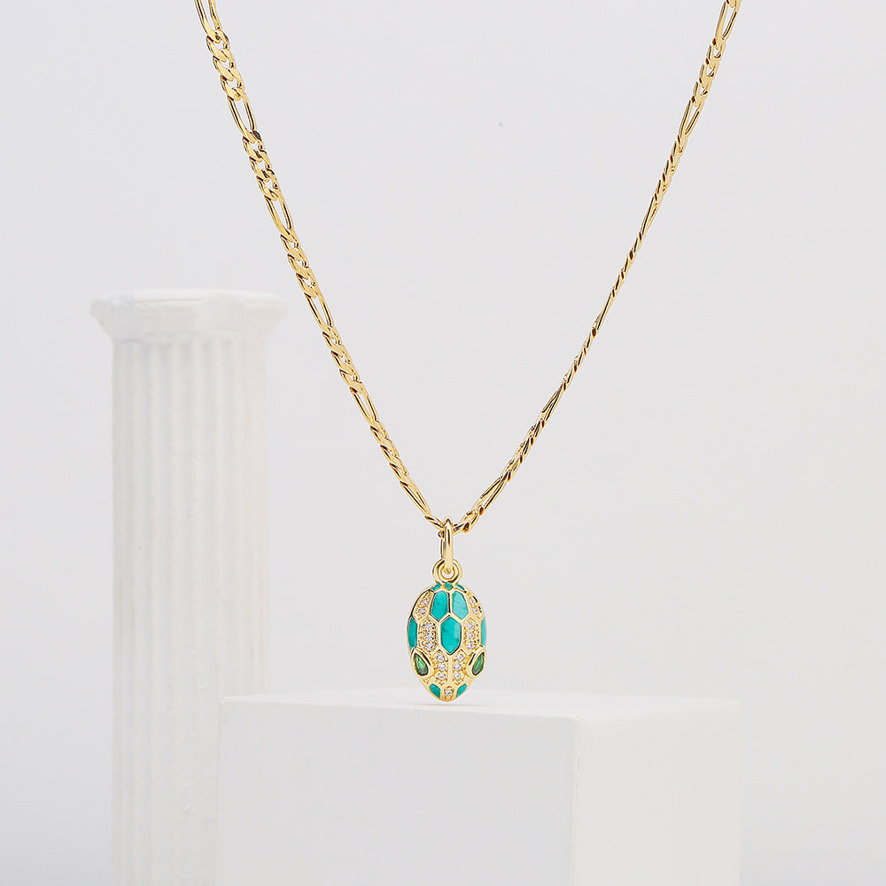 Minimalist Geometric Snake Head Pendant Necklace for Women in Copper with Hip-Hop and Indie Style
