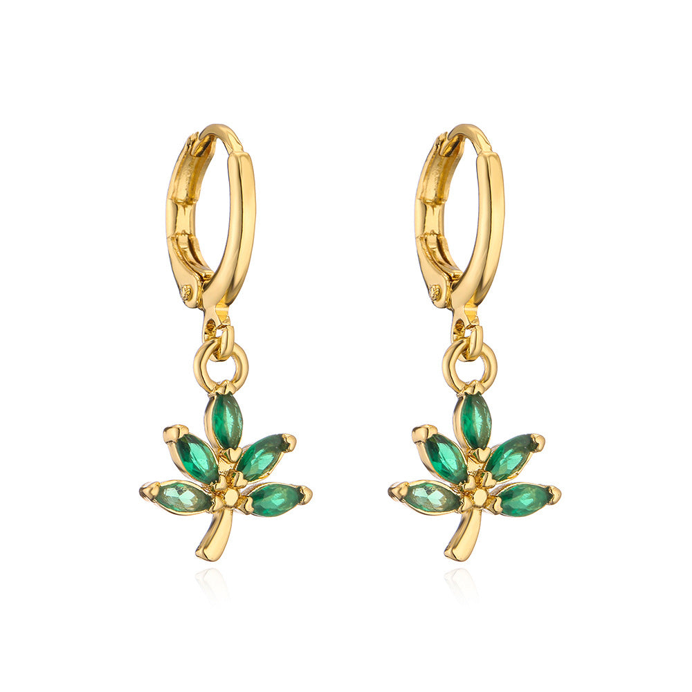 Minimalist Pineapple Strawberry Shaped Copper Earrings with Gold Plating and Micro-Pave Zirconia for Women