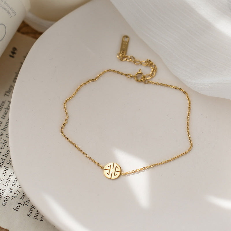 Cavigliera Minimalista Rotonda da Donna in Acciaio al Titanio Lucidato con Placcatura in Oro 18K, Resistente all'Ossidazione e Adatta alla Doccia