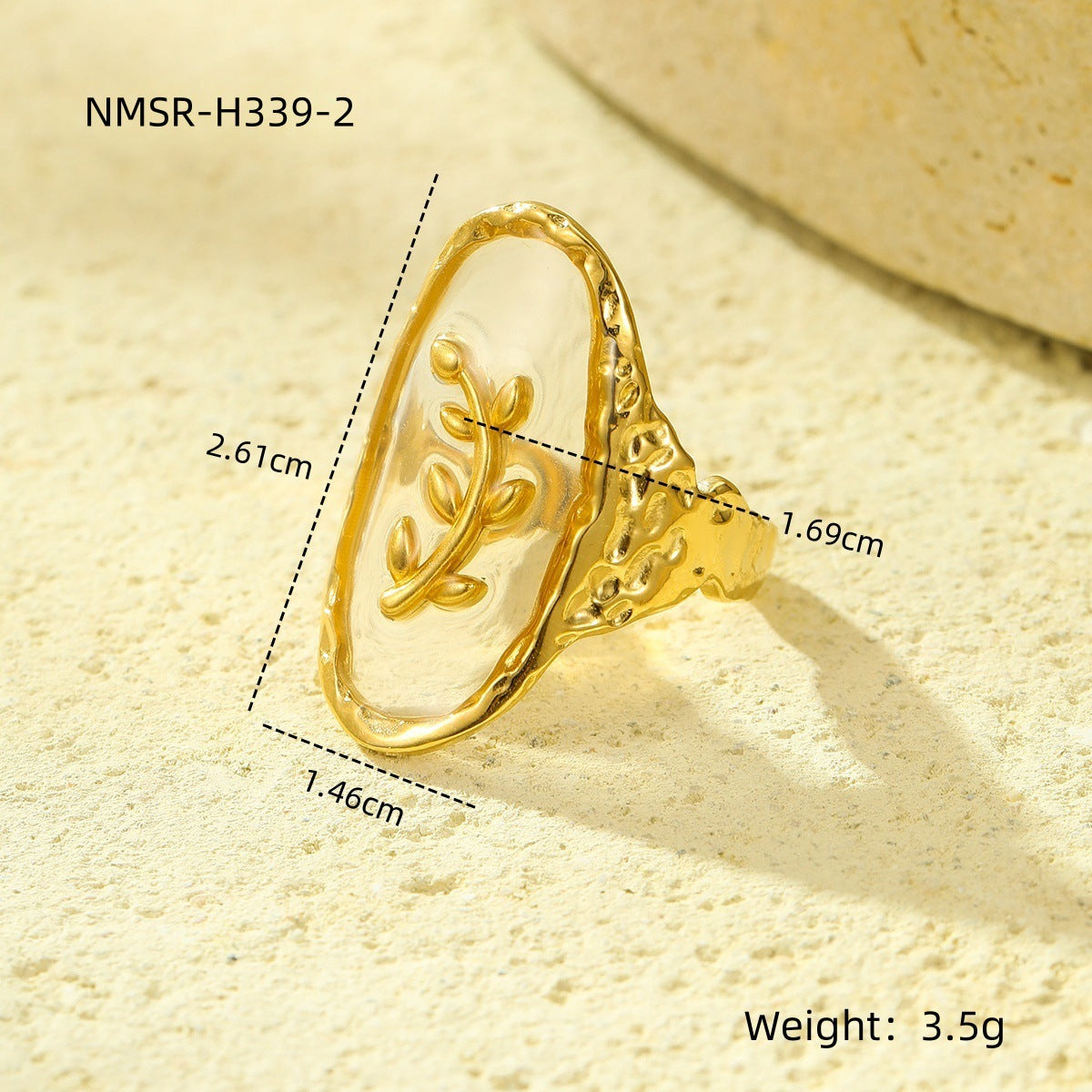 Light Luxury Floral-Shaped Stainless Steel Ring for Women with Epoxy Resin Preserved Flowers and Plated Finish