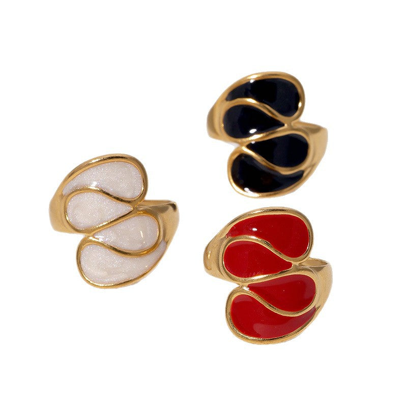Anello geometrico minimalista placcato in acciaio inossidabile da donna con fascia aperta regolabile e finitura color oro 18K