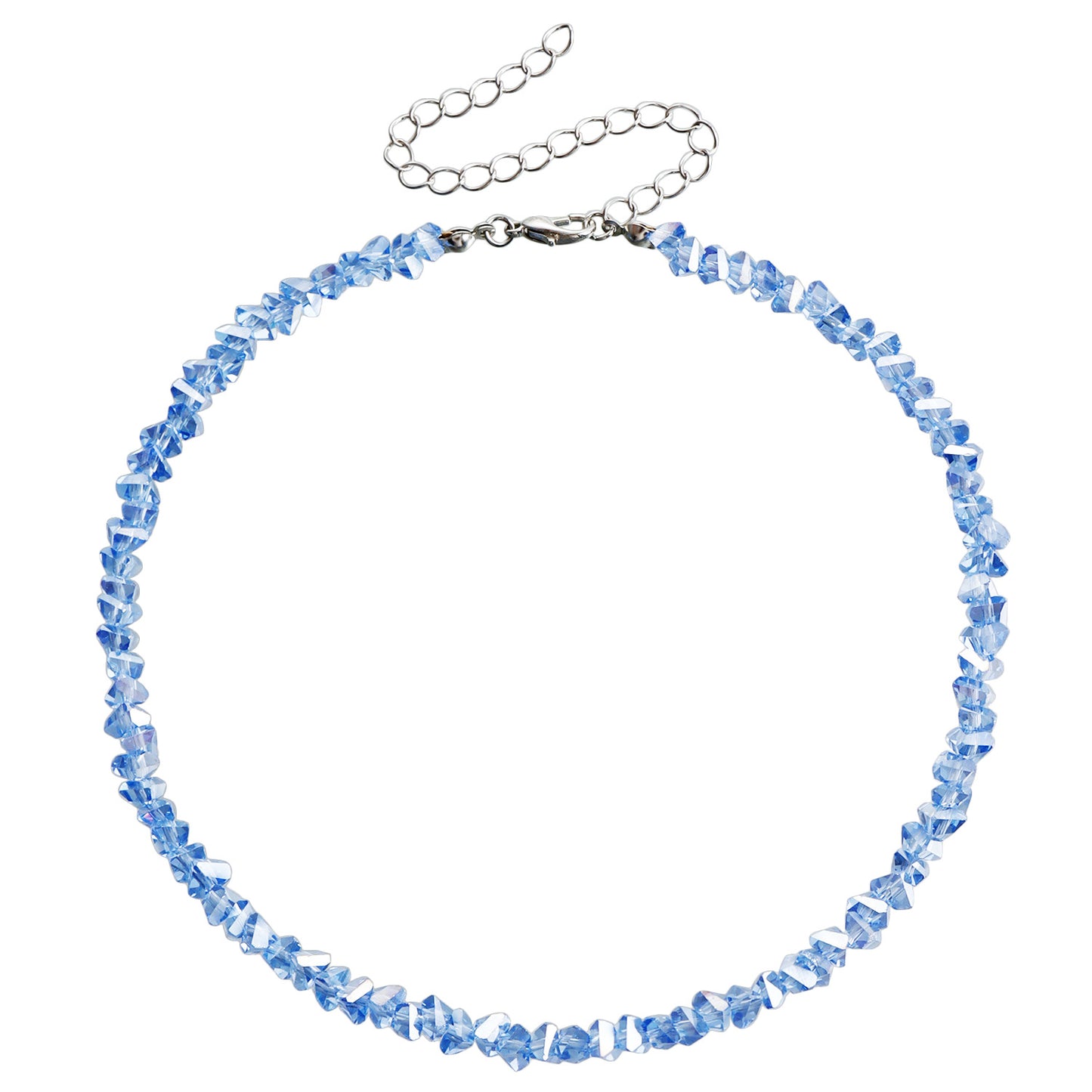 Collar de cuentas de cristal negro estilo geométrico para mujer con acabado chapado y diseño de cadena para clavícula