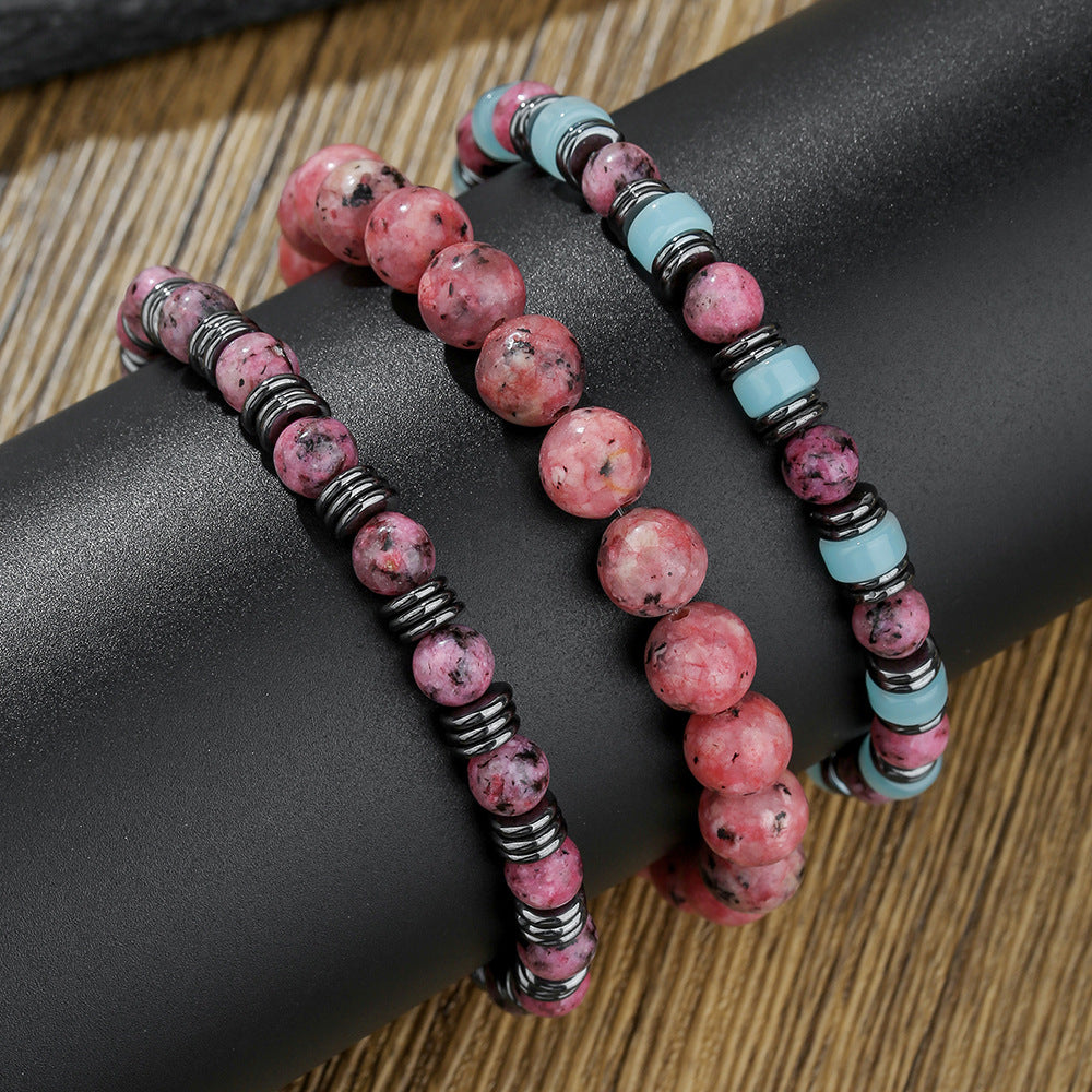 Fashion Handmade Round Hematite Beaded Bracelet with Crystal Accents for Men and Women