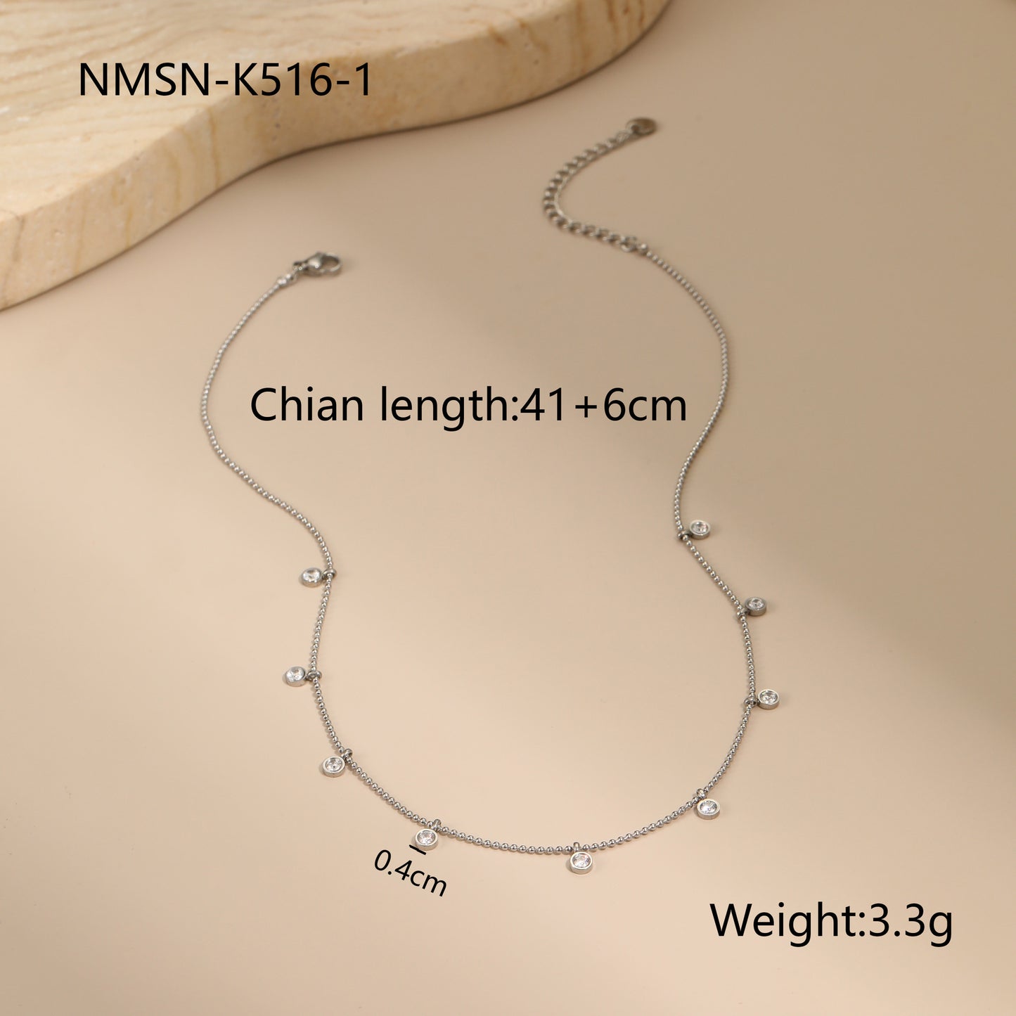 Collana geometrica in acciaio inossidabile con intarsio in zircone placcato per donna, catena alla clavicola alla moda