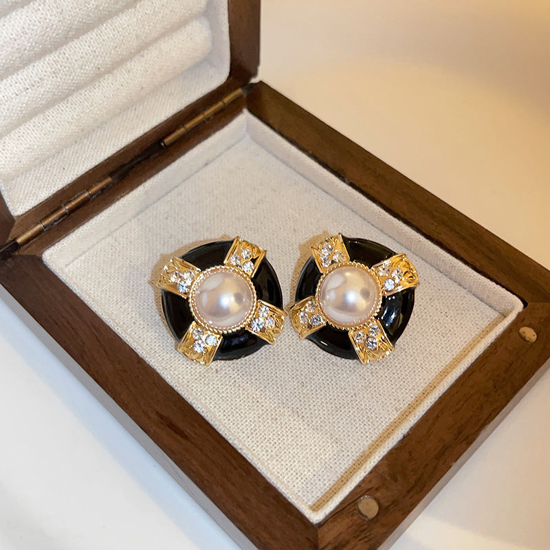 Vintage-Style Dripping Water Drop and Geometric Earrings in Alloy with Rhinestone Inlay for Women