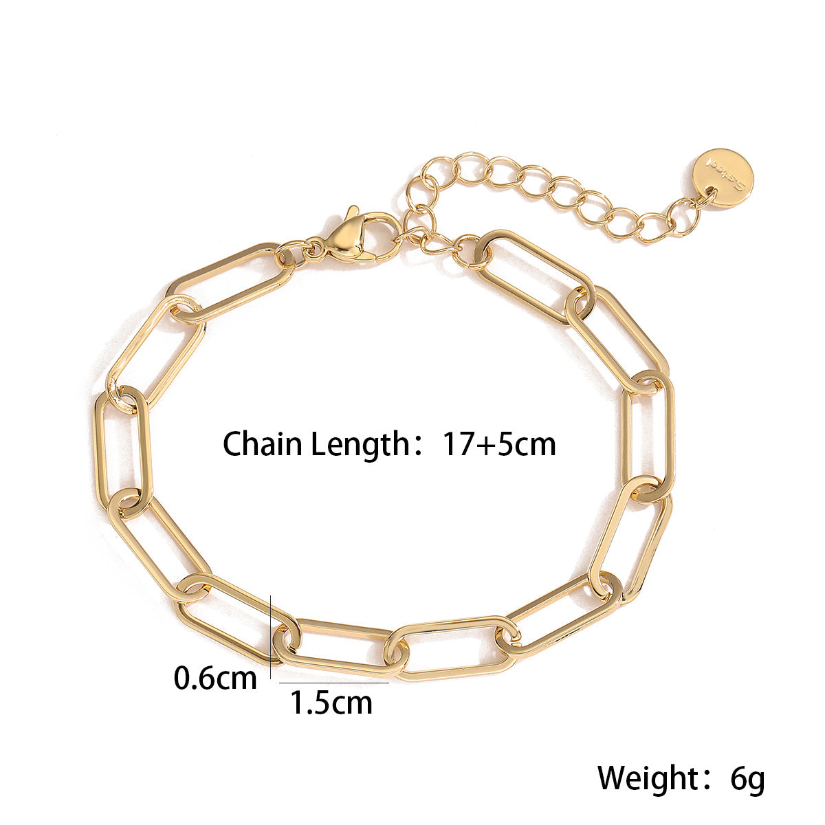 Pulsera de acero inoxidable geométrica minimalista para mujer con baño de oro de 18 quilates y detalles microincrustados