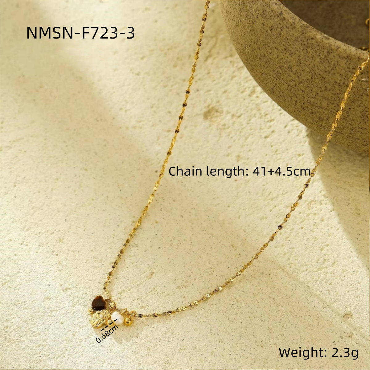 Elegant Fashion-Forward Stainless Steel Bracelet and Titanium Steel Necklace Set with Natural Stone and Pearl Accents for Women