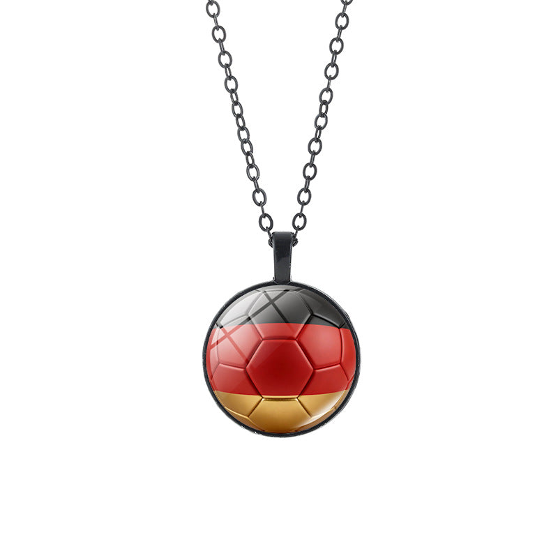 Collana casual in lega placcata con ciondolo in cristallo nero, catena a cavo unisex