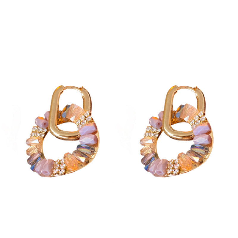 Baroque Style Geometric Circle Earrings with Zircon Inlay for Women, Lightweight Luxury Ear Cuffs