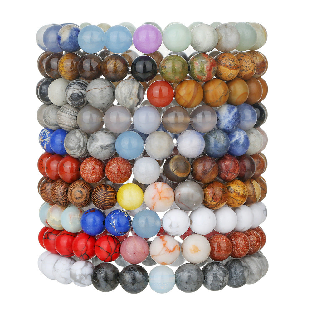 Geometric Round Planet Beaded Bracelet Alloy Gemstone Unisex