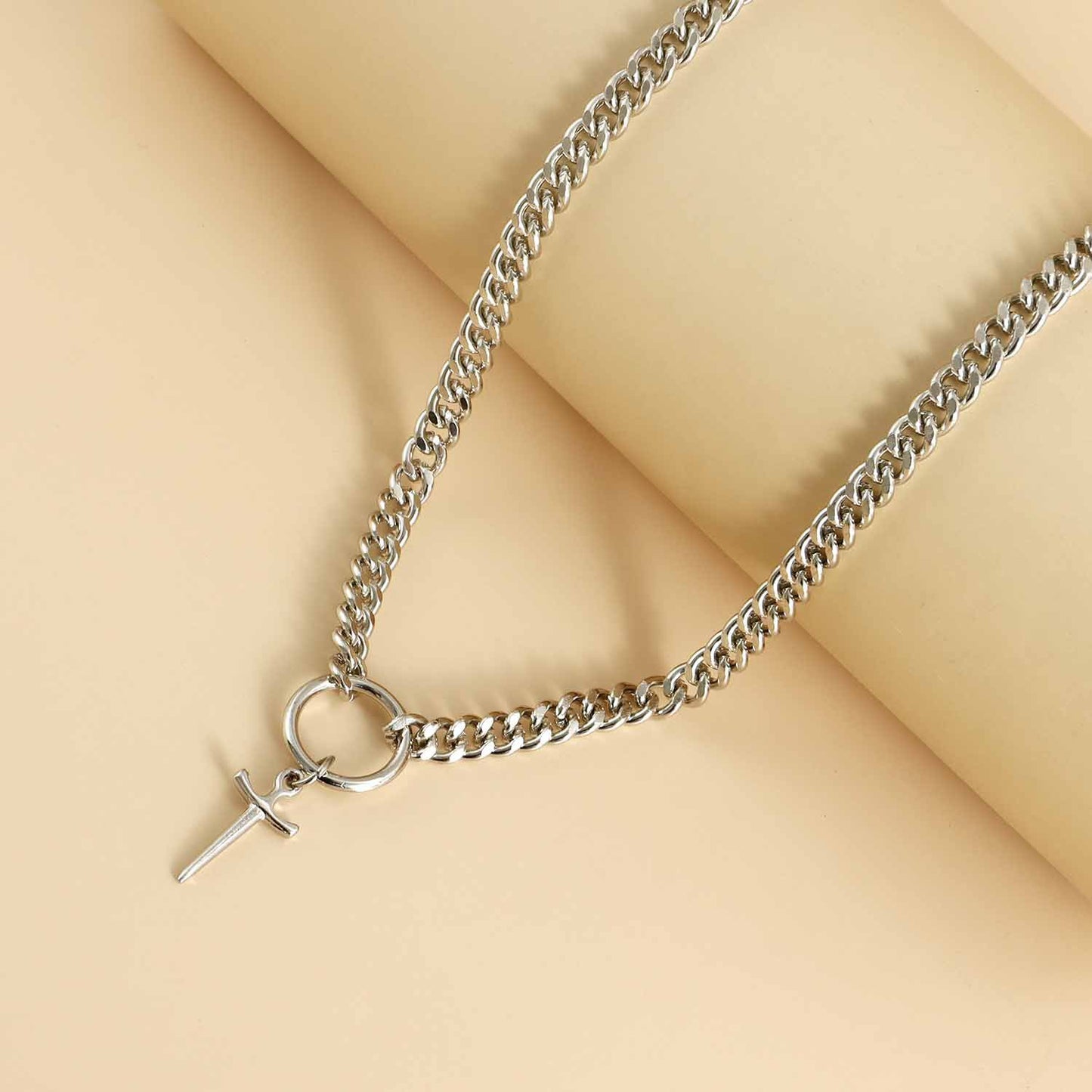 Collana girocollo minimalista con ciondolo a croce da donna, in lega geometrica, con finitura galvanizzata, design resistente allo sbiadimento