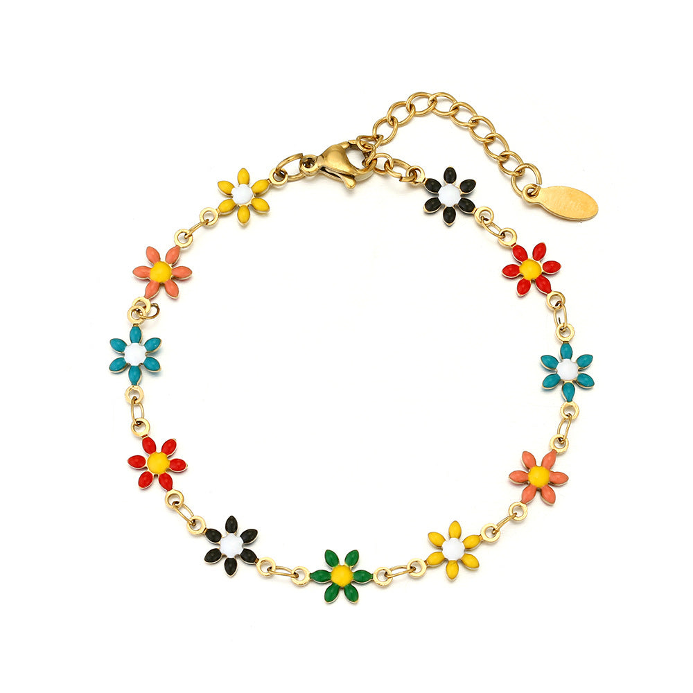 Pulsera geométrica minimalista de acero inoxidable con motivo de pétalos para mujer y hombre, accesorio de moda electrochapado