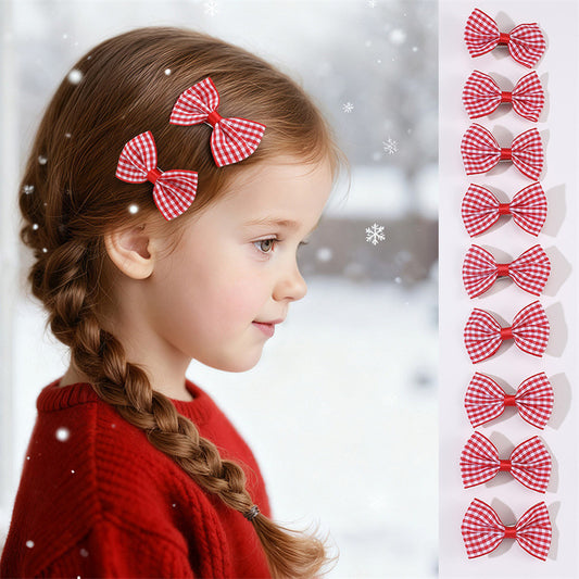 Fermaglio per capelli a forma di fiocco in stile naturale per bambine con dettagli arricciati e in rete realizzato in tessuto di poliestere su base a becco d'anatra