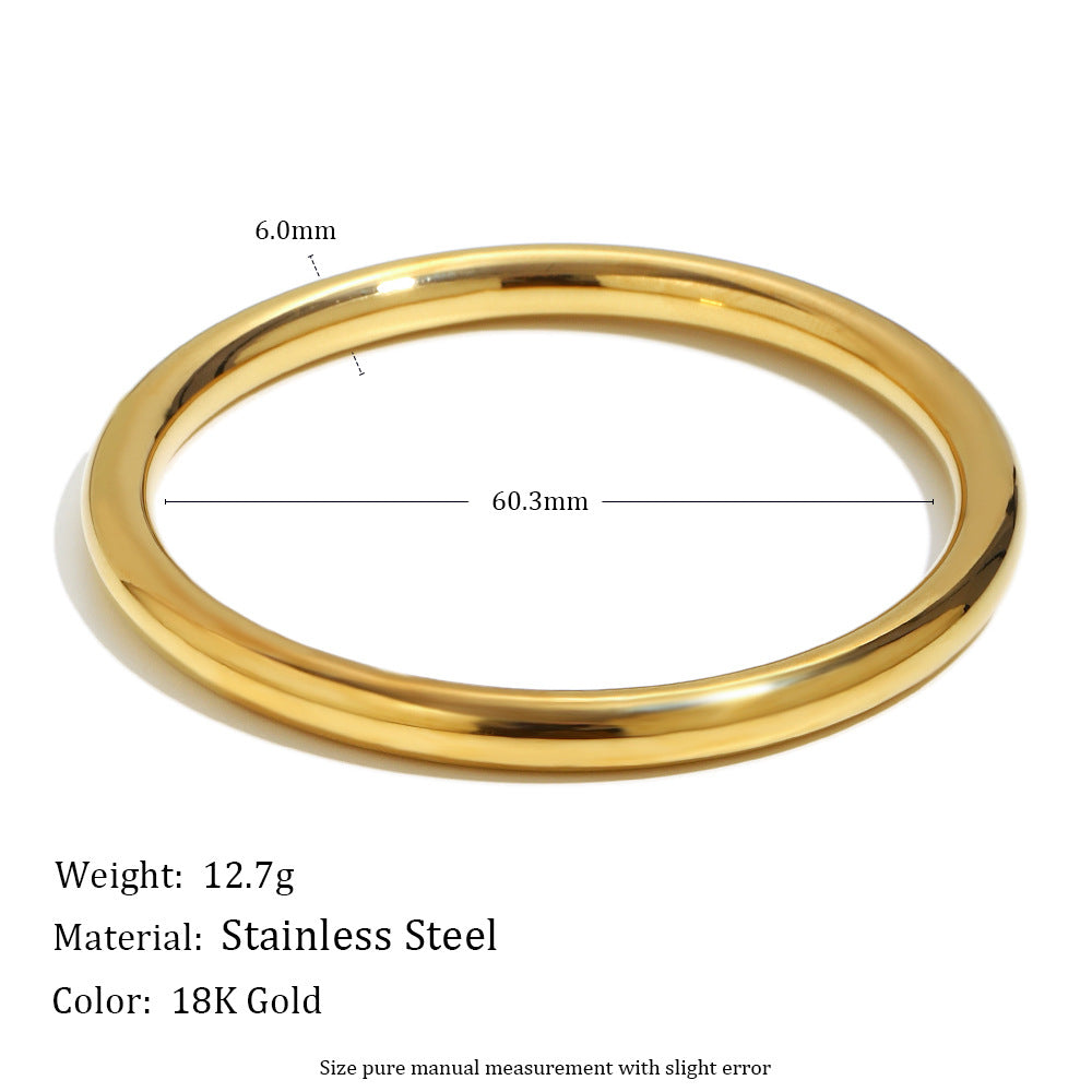 Bracciale rigido da donna in acciaio inossidabile placcato oro 18K, design geometrico minimalista e cavo