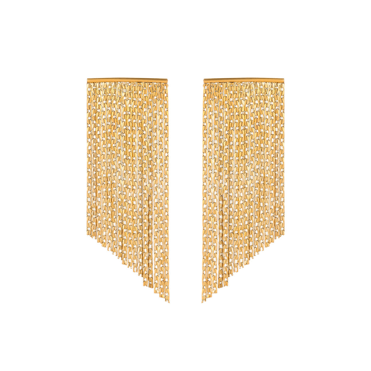 Geometric Tassel Chain Earrings in Stainless Steel with Plating Finish for Women