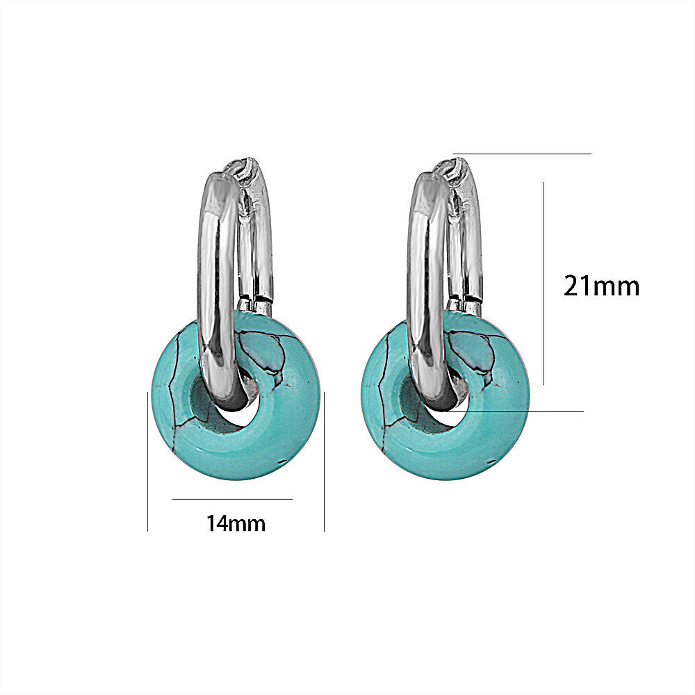 Pendientes de Acero Inoxidable con Forma de U, de Estilo Chino Antiguo Minimalista, con Detalles de Ágata y Jade, Acabado Pulido