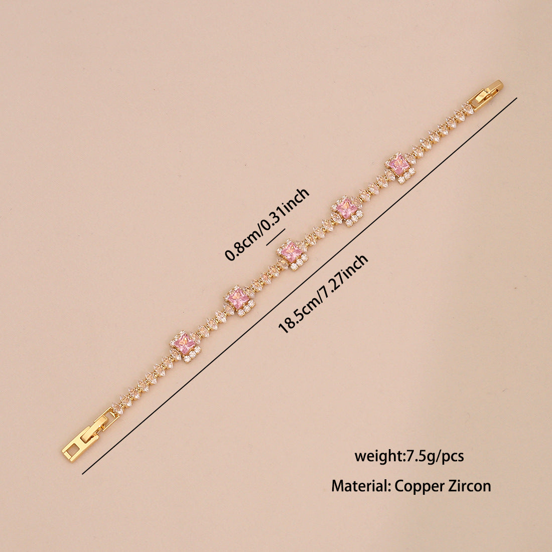 Cute Floral Design Plated Copper Bracelet for Women with Zirconia Stones Minimalist Elegant Hand Jewelry