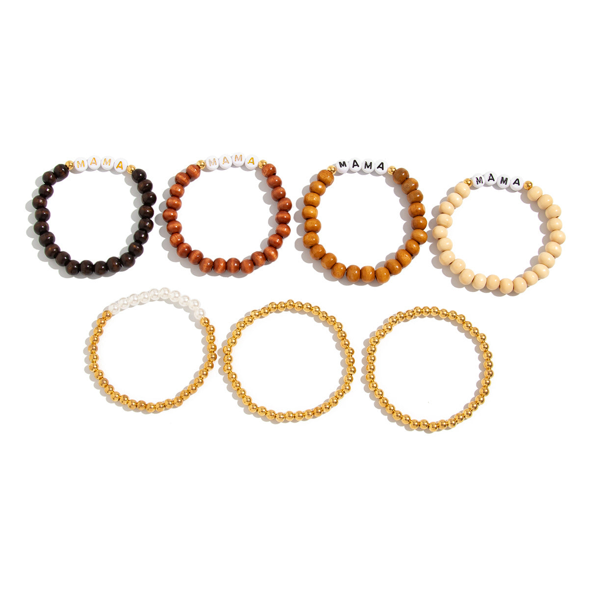 Pulsera de cuentas geométrica minimalista con letras MAMA para mujer con cuentas de arcilla polimérica, acrílico y CCB, joyería apilable hecha a mano