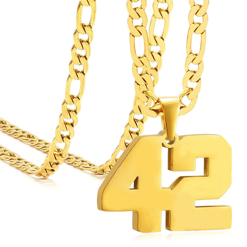 Minimalist Numeric Pendant Necklace for Men and Women Stainless Steel Chain with Polished Titanium Steel Charm