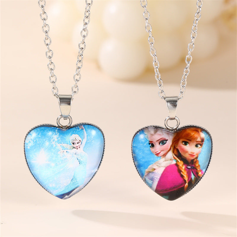 Collar con colgante minimalista de resina en forma de lazo para niños con acabado esmaltado, accesorio de joyería con temática de princesa