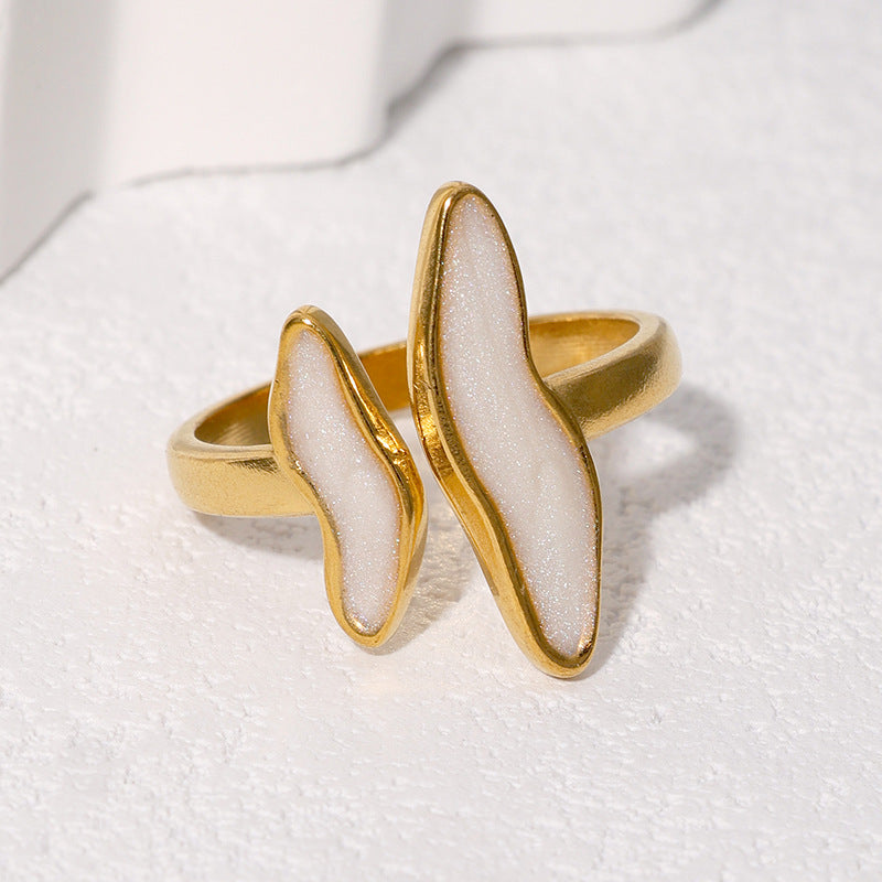 Anello Aperto Regolabile Geometrico Minimalista in Acciaio Inossidabile Placcato Oro 18K da Donna