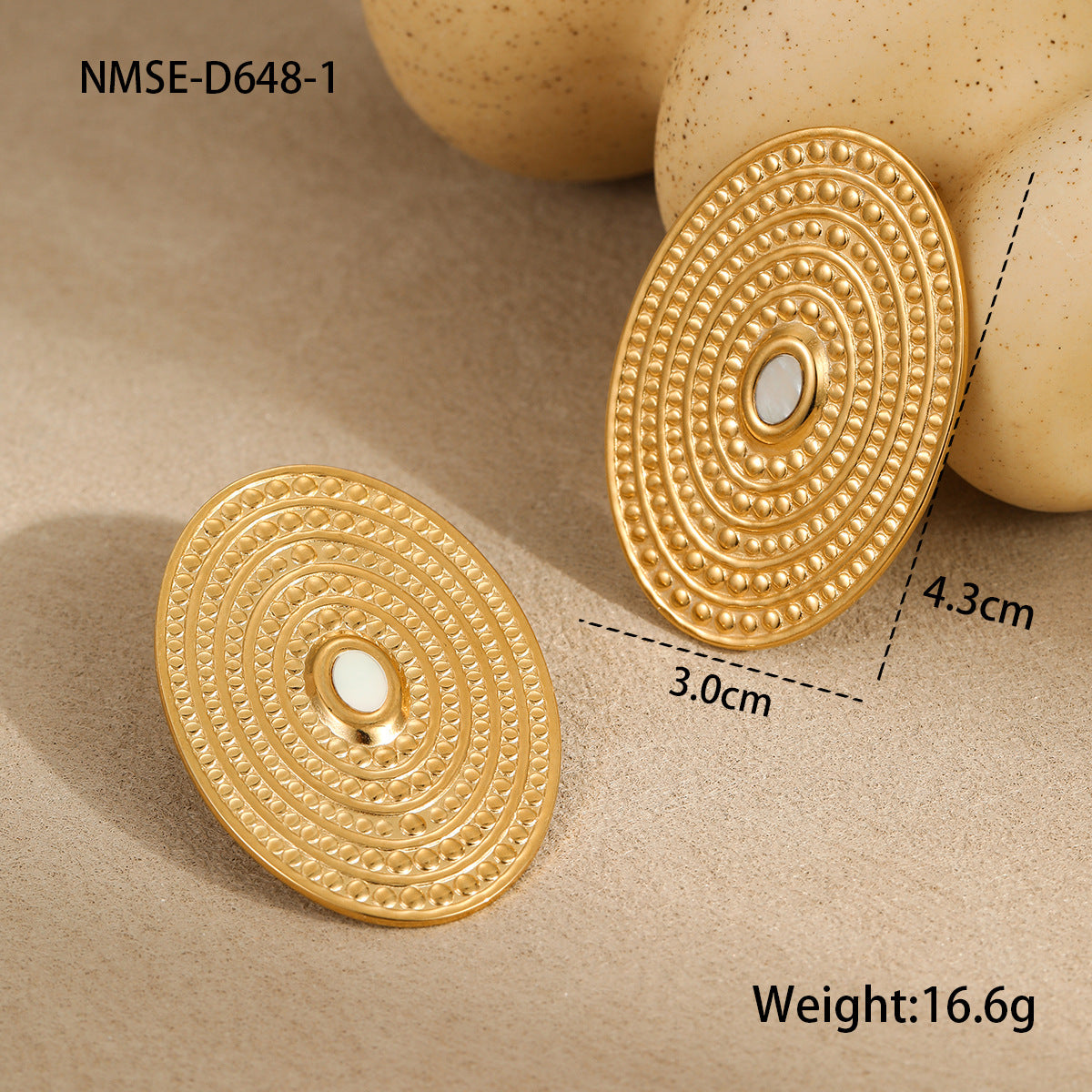 Aretes de Acero Inoxidable Ovalados Geométricos de Moda con Baño de Oro de 18K para Mujer