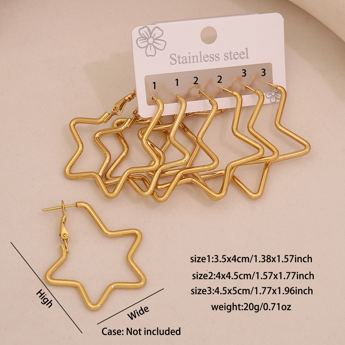 Fashion Geometric Hexagonal Stainless Steel Hoop Earrings with Plated Finish for Women