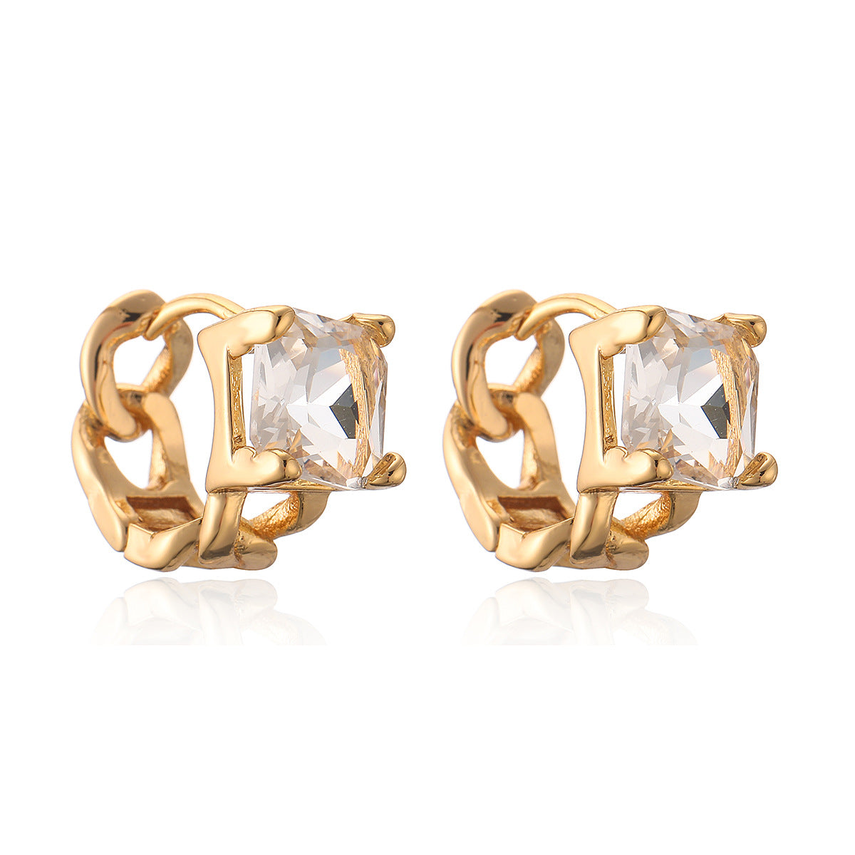 Minimalist Geometric Copper Hoop Earrings with Gold Plating and Irregular Design for Women