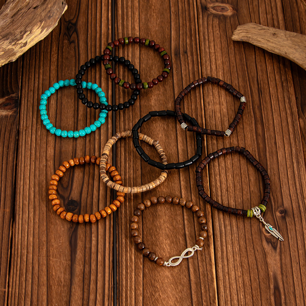 Bohemian Vintage Ethnic Geometric Alloy Plated Turquoise Bracelet Set for Women