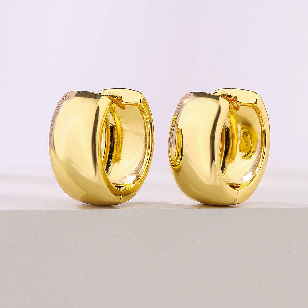 Orecchini a cerchio geometrici minimalisti in rame per donna con placcatura in vero oro design d'ispirazione vintage