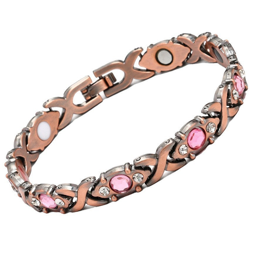 Bracciale Minimalista Magnetico Regolabile a Forma di Foglia in Lega di Zinco Placcato con Design Geometrico per Donna e Uomo