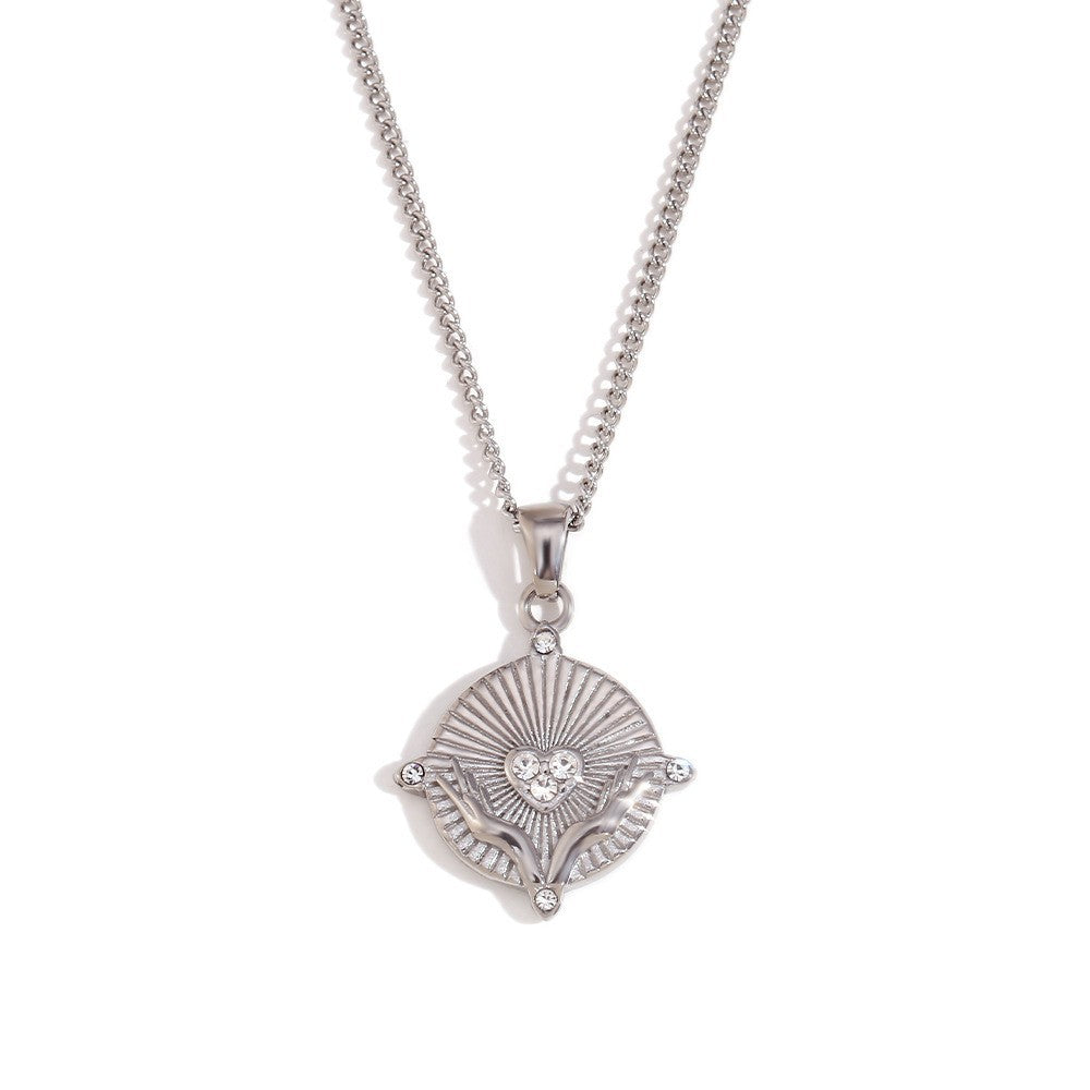 Collana con ciondolo a tema zodiacale in acciaio inossidabile placcato oro 18 carati e cordino regolabile da donna