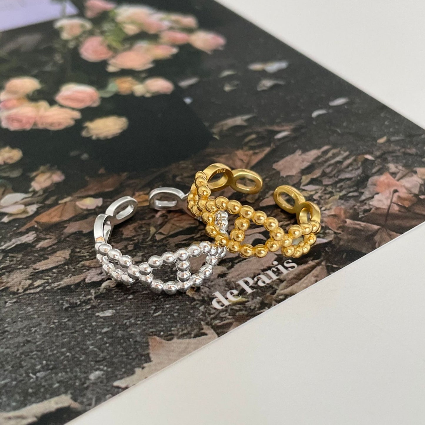 Anillo Minimalista de Plata con Diseño de Letra para Mujer, Anillo Ajustable de Dedo de Plata de Ley 925 con Banda Geométrica Ovalada