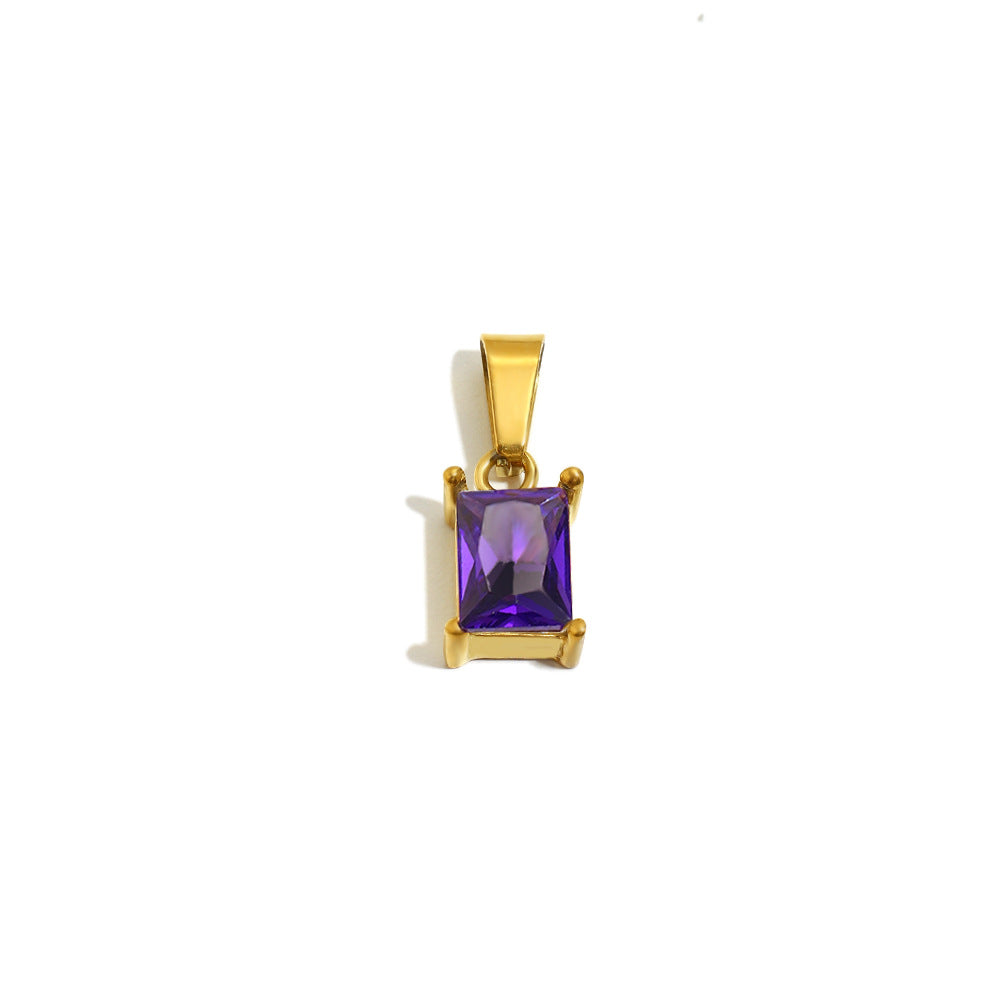 Colgante Minimalista Geométrico de Zirconia Rectangular para Mujer, Acero Inoxidable con Baño de Oro de 18K