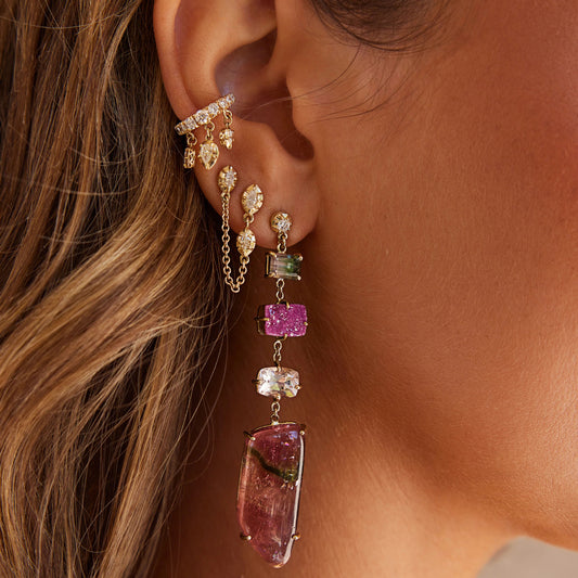 Pendientes Minimalistas de Acero Inoxidable con Geometría de Titanio y Detalles de Zirconia para Mujer, Hipoalergénicos