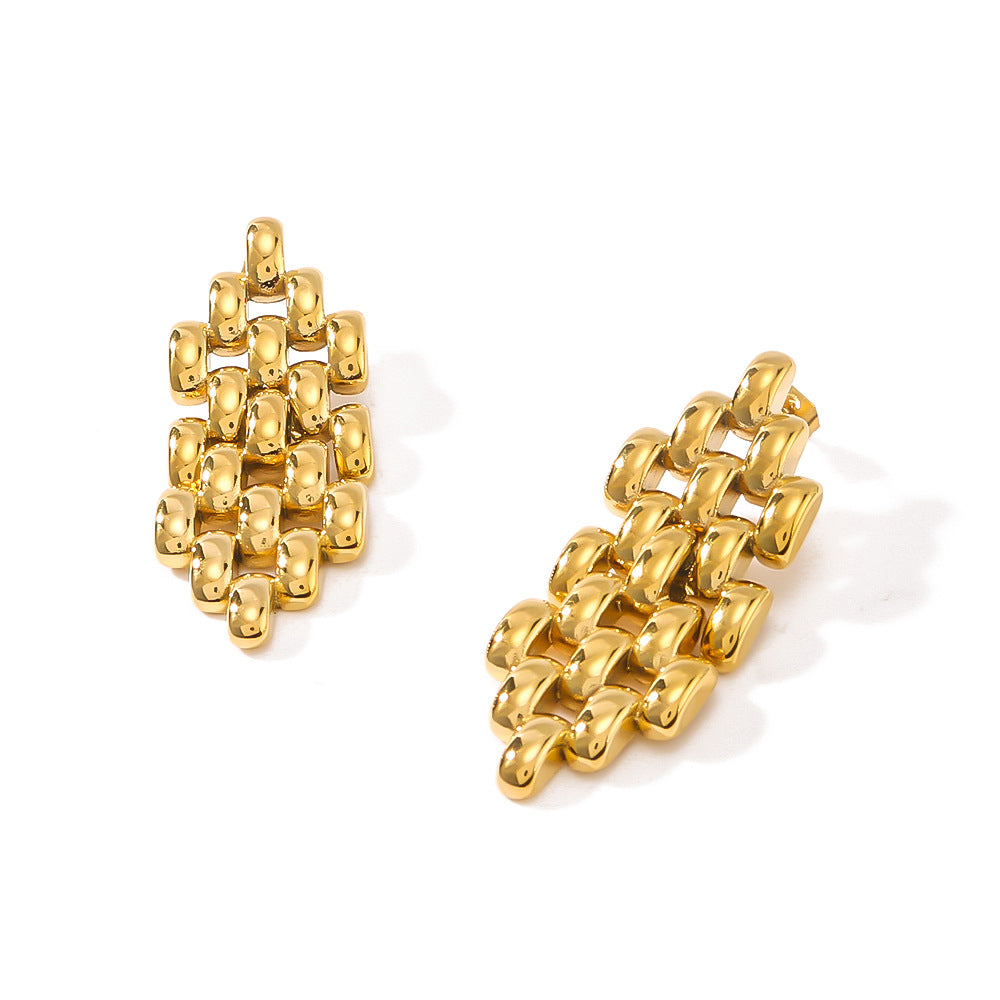 Minimalist Geometric Hollow Stainless Steel Earrings with Vacuum Plated 18K Gold Finish for Women