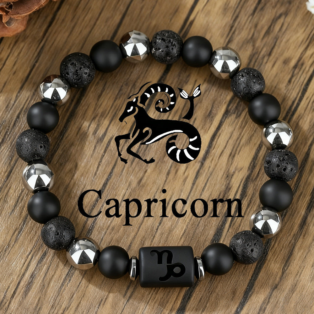 Vintage Handmade Round Volcanic Stone Beaded Bracelet Unisex