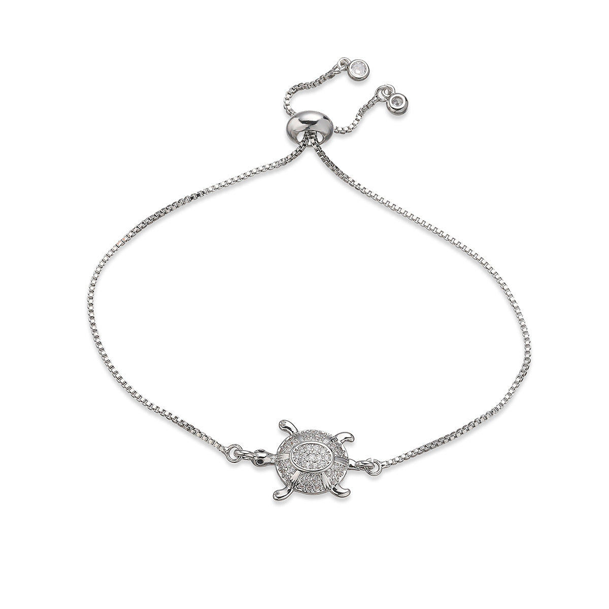 Minimalist Luxury 18K Gold Plated Brass Micro-Inlaid Cubic Zirconia Turtle Bracelet for Women