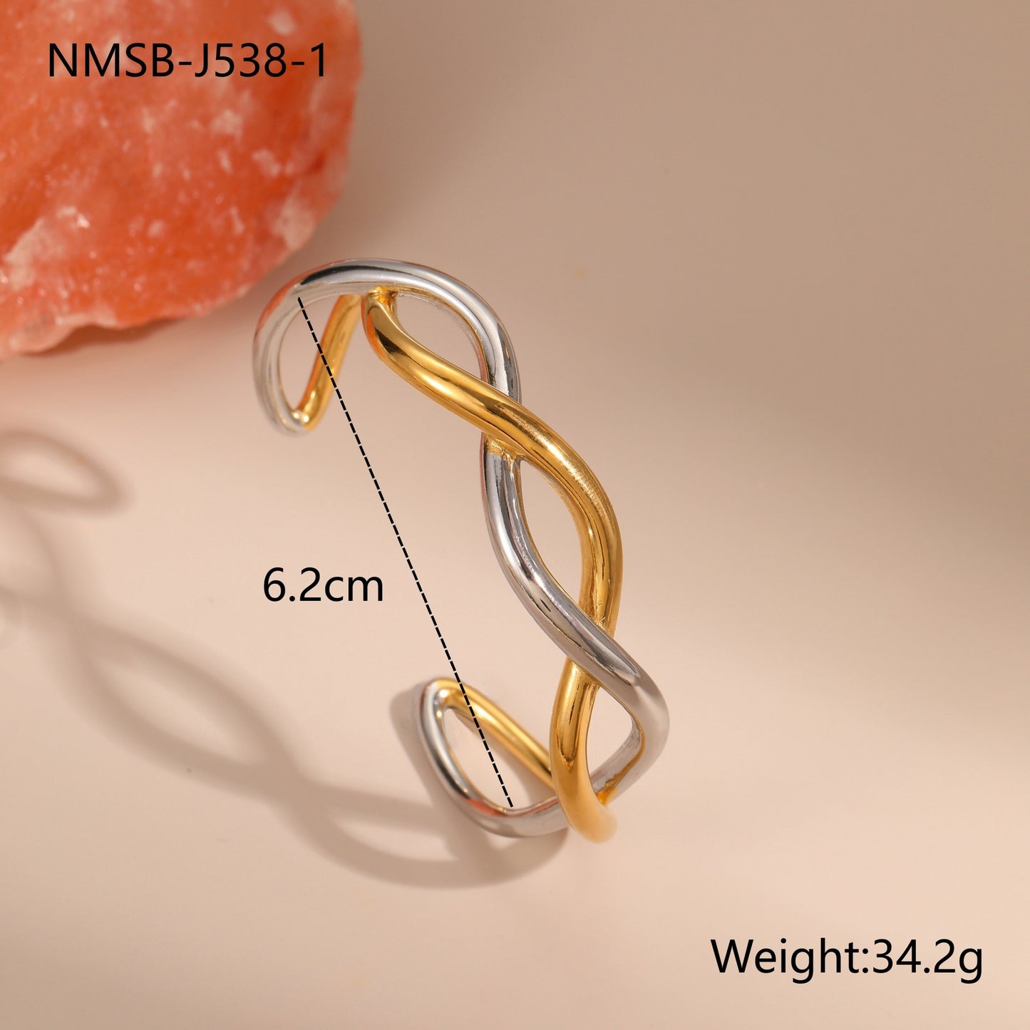 Elegante bracciale geometrico da donna in acciaio inossidabile con finitura placcata