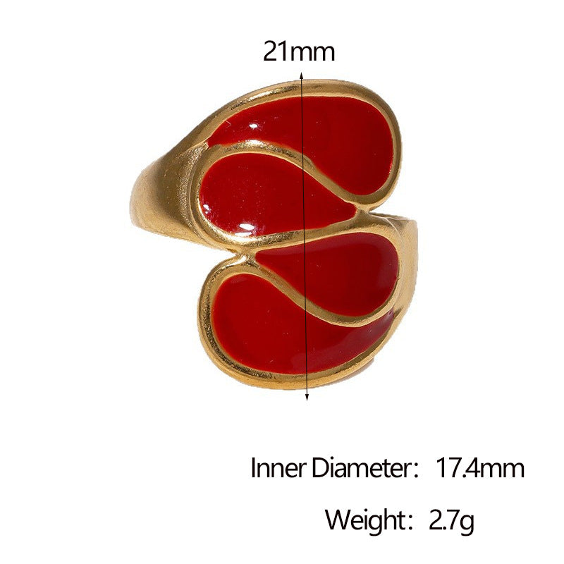 Anello geometrico minimalista placcato in acciaio inossidabile da donna con fascia aperta regolabile e finitura color oro 18K